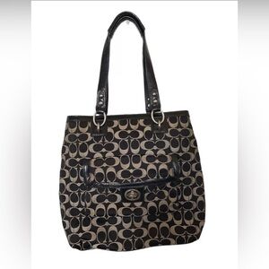 Coach Penelope Signature Canvas & Patent Leather Shoulder Bag